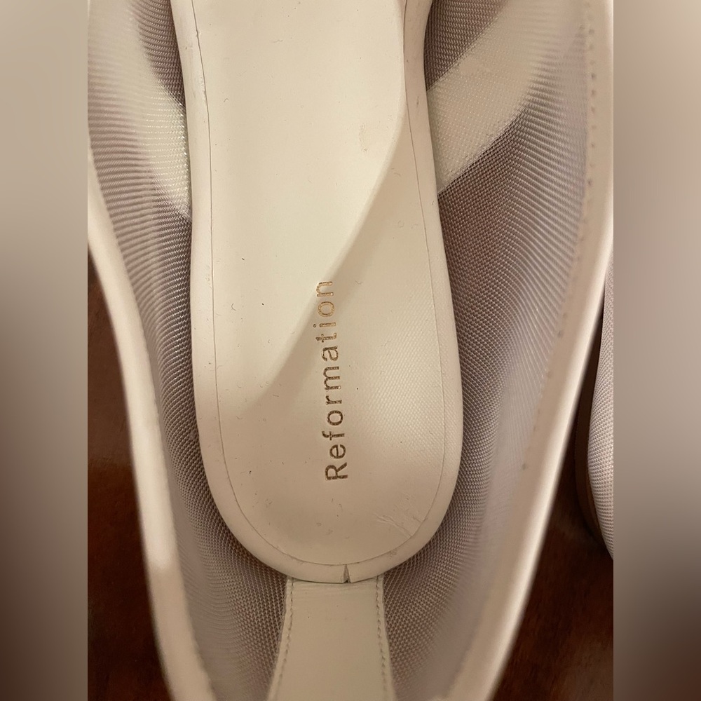 NWOT Reformation Bethany White Mesh Ballet Flats - Picture 9 of 9